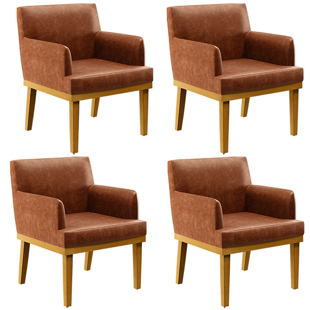 Kit 4 Poltronas Decorativas Para Sala De Estar E Recepção Beatriz W01 Couríssimo Camel - Lyam Decor em Oferta na Shopee