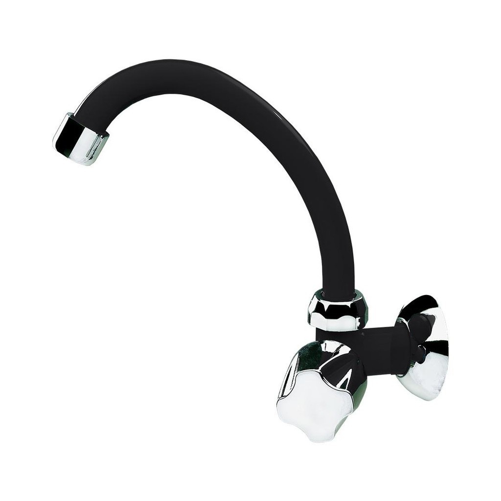 TORNEIRA DE COZINHA COLORS E05 DE PAREDE - PRETA/CROMADA em Oferta na Shopee