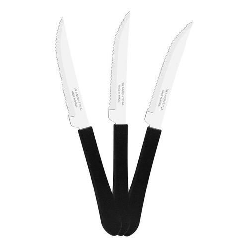 48 Facas Inox Tramontina Leme Cabo Preto Fpbag Uso Diário e Profissional para Churrasco