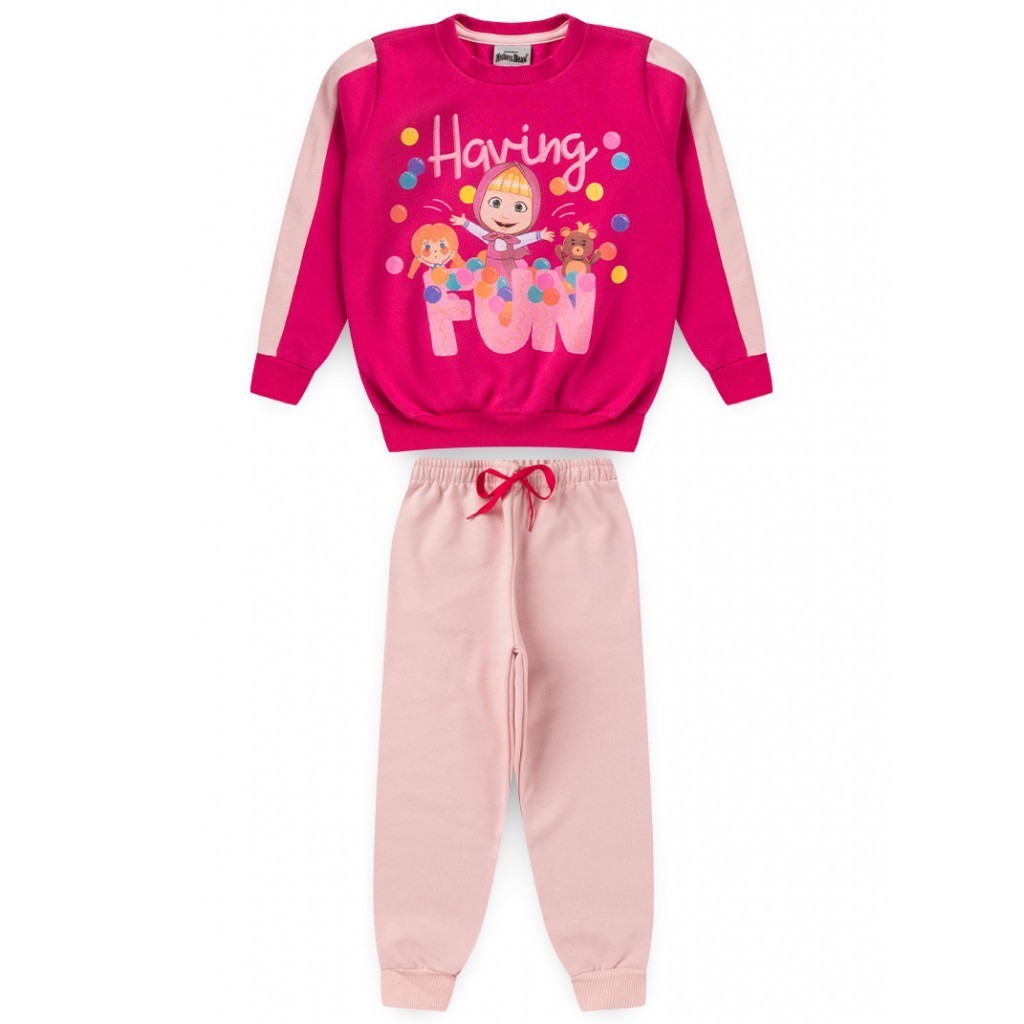 Conjunto Feminino Infantil Having Fun - Masha e o Urso