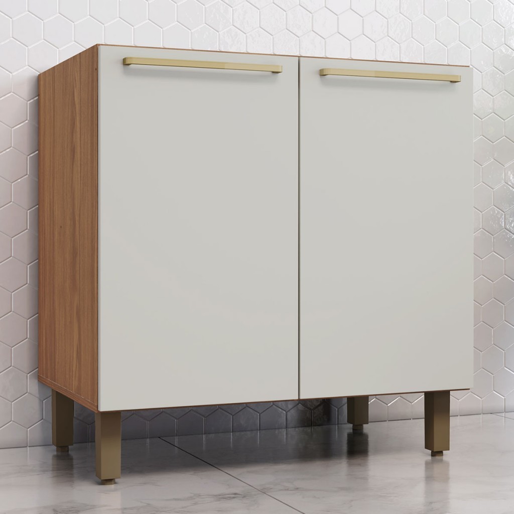 Balcão de Cozinha 80 Cm Requinte 2 Portas 1 Prateleira Nature/Areia Hp - Henn em Oferta na Shopee