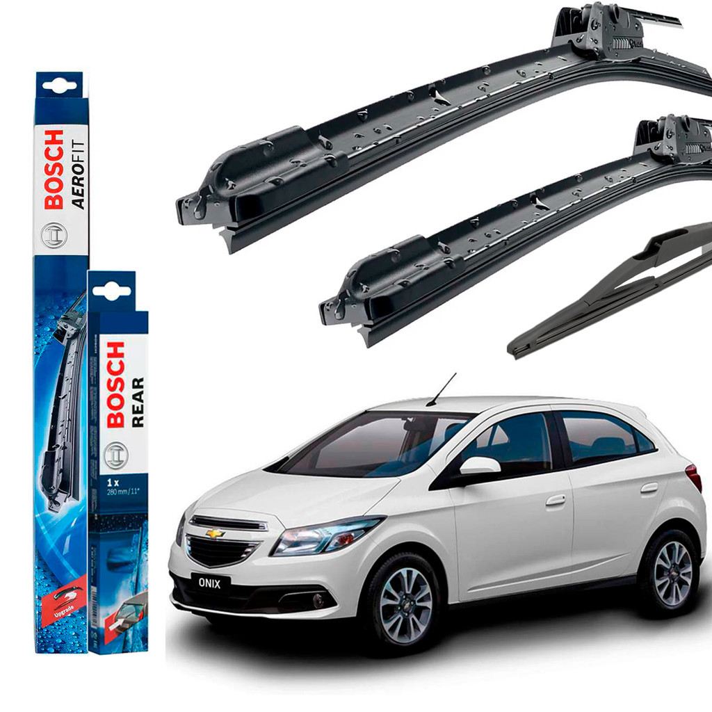Kit Jogo Palheta Dianteira e Traseira Onix Até 2018 Original Bosch