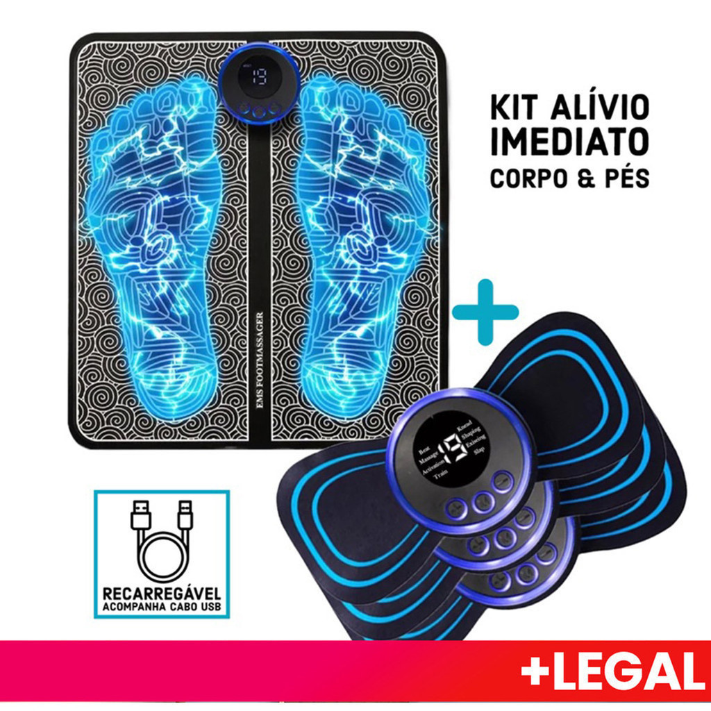 massageador tapete Kit Relés Dor Muscular Pescoço Corporal Cervical Tapete Lombar Portátil Elétrica Pé Massageador EMS Recarregável