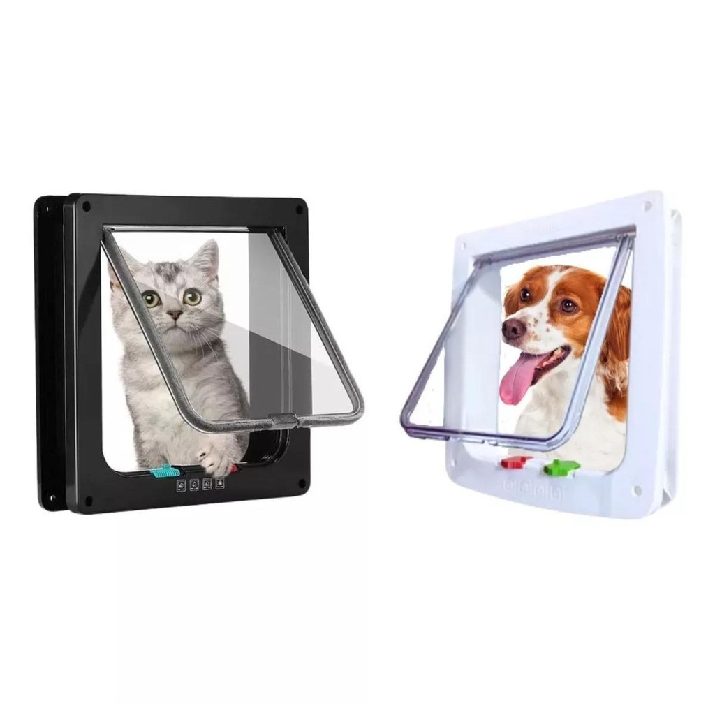 Porta Portinha de Passagem Gatos Pets Cães Com Trava Tamanho Grande Cores Branca ou Preta