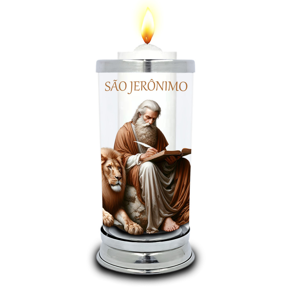 Protetor de Velas 7 dias imagem São Jerônimo Copo Vidro