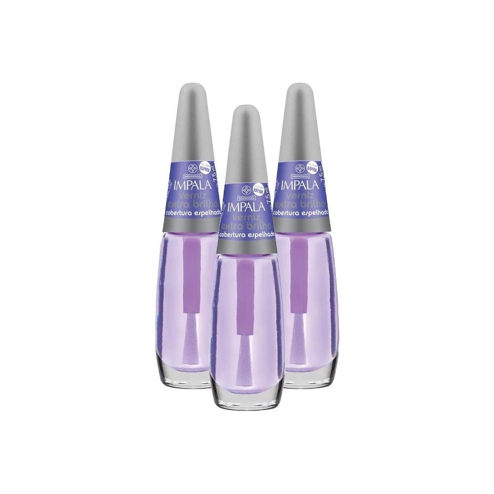 Kit Esmalte Impala Trat Verniz Extra Brilho (3 unidades) em Oferta na Shopee