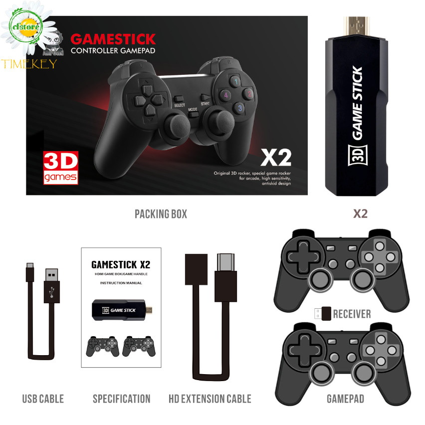 CF 1 PC Retro Game Stick Goojodoq/Videogame/4K 32gb 64gb 2 Console De Controle Sem Fio Jogos Portáteis Antiguidade