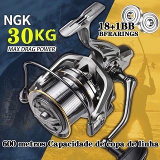 Ngk8000 Novo tipo de carretel de pesca fundido Tensão máxima 30K 4.8: 1 Engrenagem mais do que água salgada e pesca em água doce 18+1BB Fundição longa com descarga de roda de pesca com alarme de potência