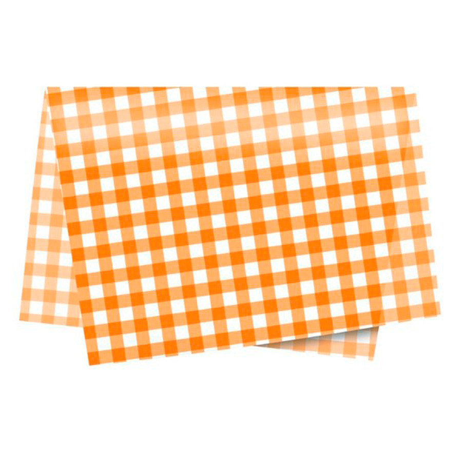 Papel de Seda - 50x70 - Xadrez Laranja - 10 unidades - Rizzo em Oferta na Shopee