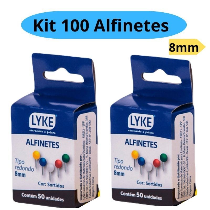 100 Alfinetes 8mm Tipo Taça Coloridos Para Lousa Mapas Cortiça Feltro Lyke em Oferta na Shopee