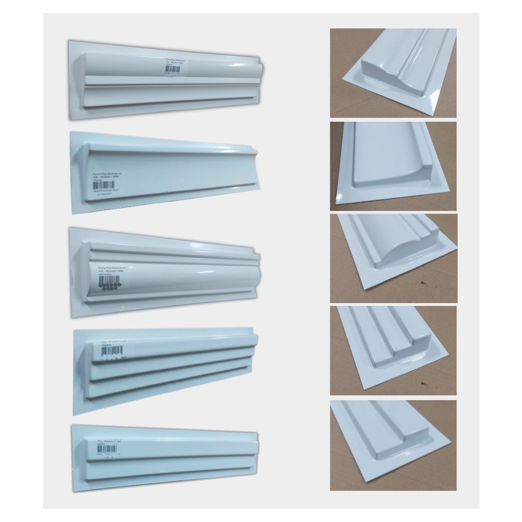 Kit 5 Formas Para Moldura Rodateto Rodapé Gesso