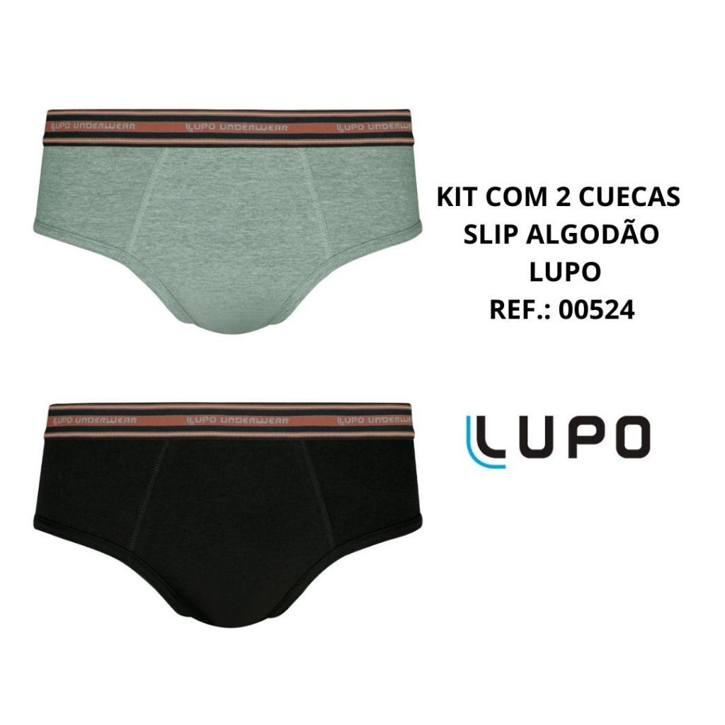 Kit com 2 cuecas slip algodão Lupo Ref.: 0524