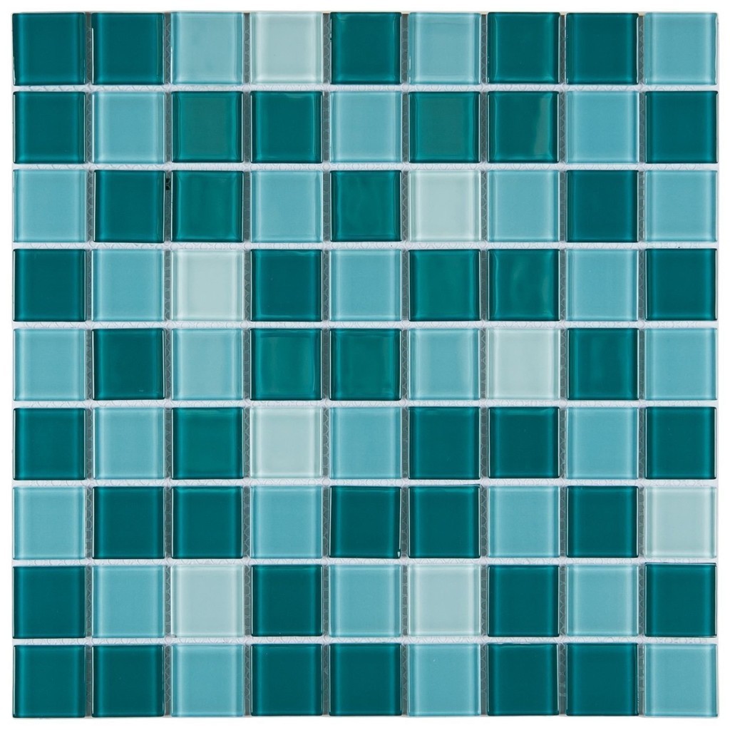 Pastilha de Vidro Miscelanea de 29cm X 29cm Rende  Glass Mosaic Verde/Branco