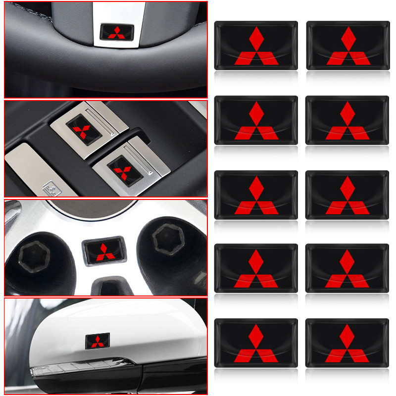 10 Pçs 3D Estilo Do Carro Decorativo Resina Epóxi Emblema Adesivo Decalques Para Mitsubishi ASX Lancer Pajero Outlander
