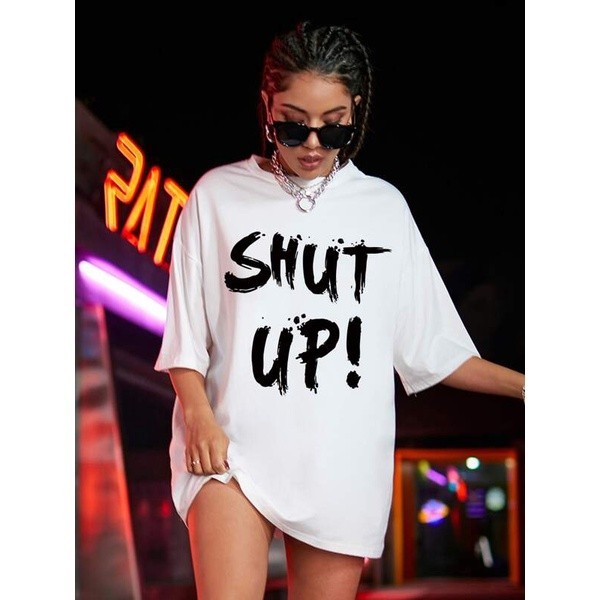 Camiseta Lançamento Feminina shut up style Estampada T-Shirt Mulher Camiseta Premium Novidade