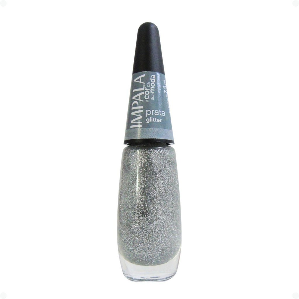 Esmalte Glitter Impala A Cor da Sua Moda Prata 7,5ml em Oferta na Shopee
