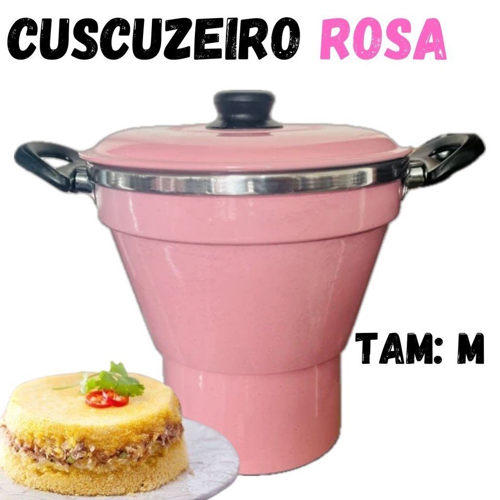 Cuscuzeiro Nordestino Aluminio Na Cor ROSA TAMANHO M Nº16  Cuscuz