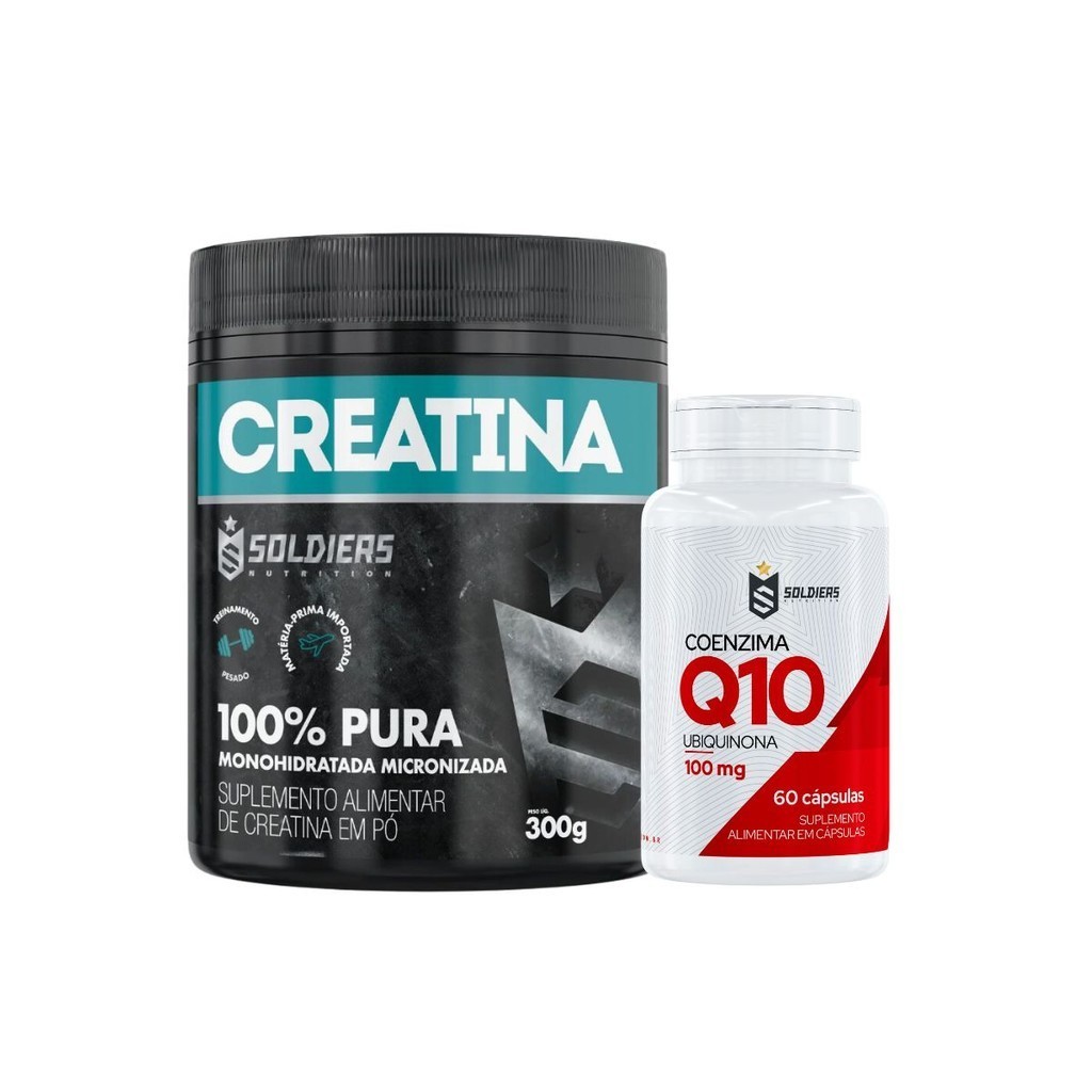 Kit: Coenzima Q10 100mg + Creatina Monohidratada Pote 300g - Soldiers Nutrition - Health