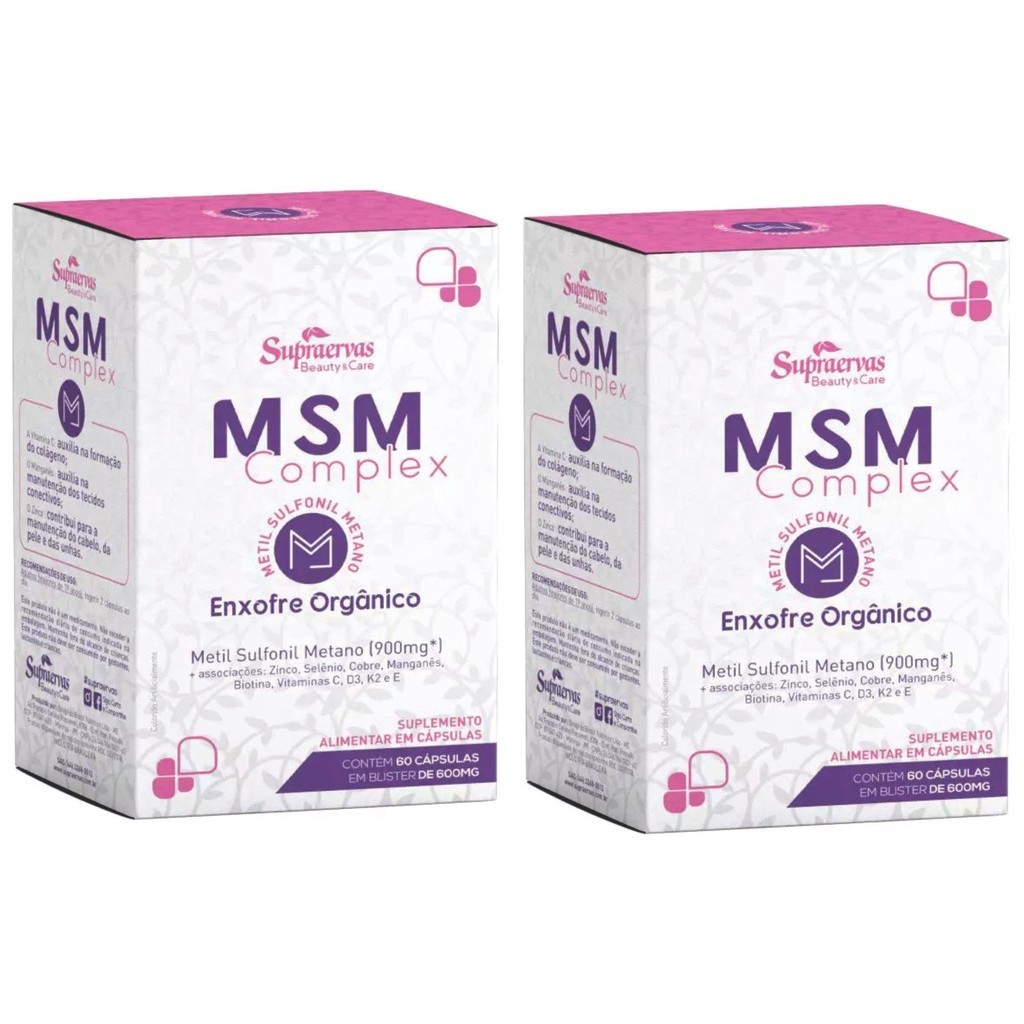 MSM Complex Enxofre Orgânico  Metil Sufonil Metano 120 Cápsulas  Supraervas