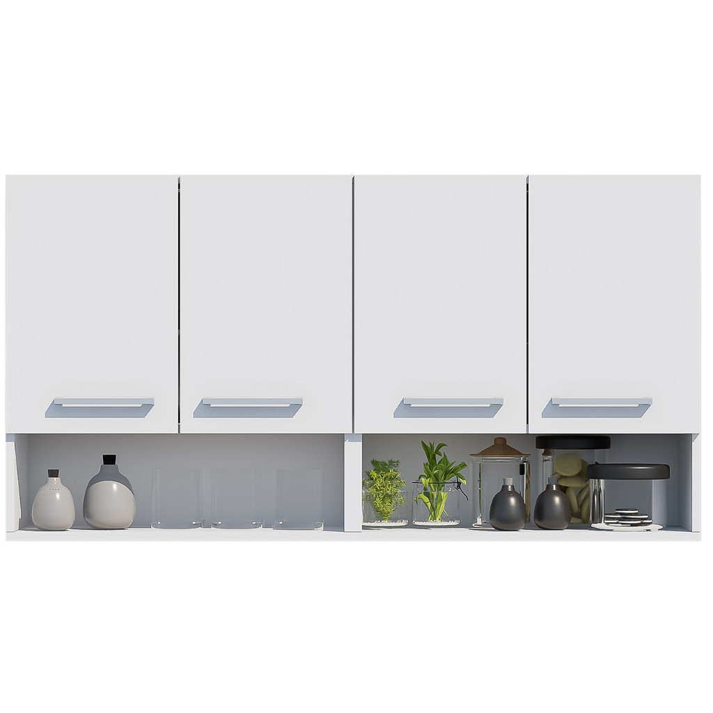 Armário Aéreo 4 Portas Cozinha Lavanderia Móveis Bonatto Multiuso com Nicho Organizador Bonatto - Home & Living