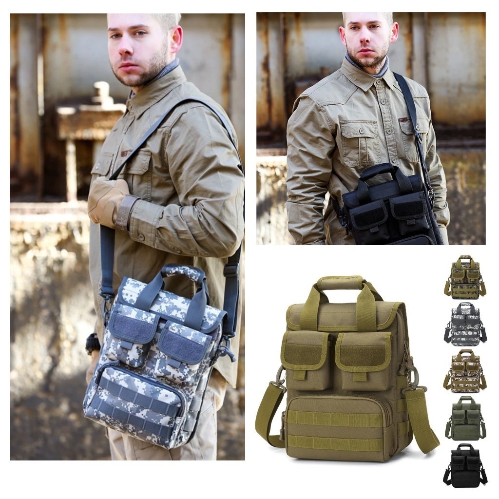 Bolsa masculina tática militar impermeável náilon grosso para uso escolar trabalho e viagens