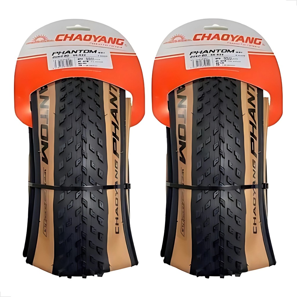 Par Pneu Chaoyang Phantom Wet 29x2.20 2c Tubeless Kevlar Sem Arame Preto c/ Bege MTB em Oferta na Shopee