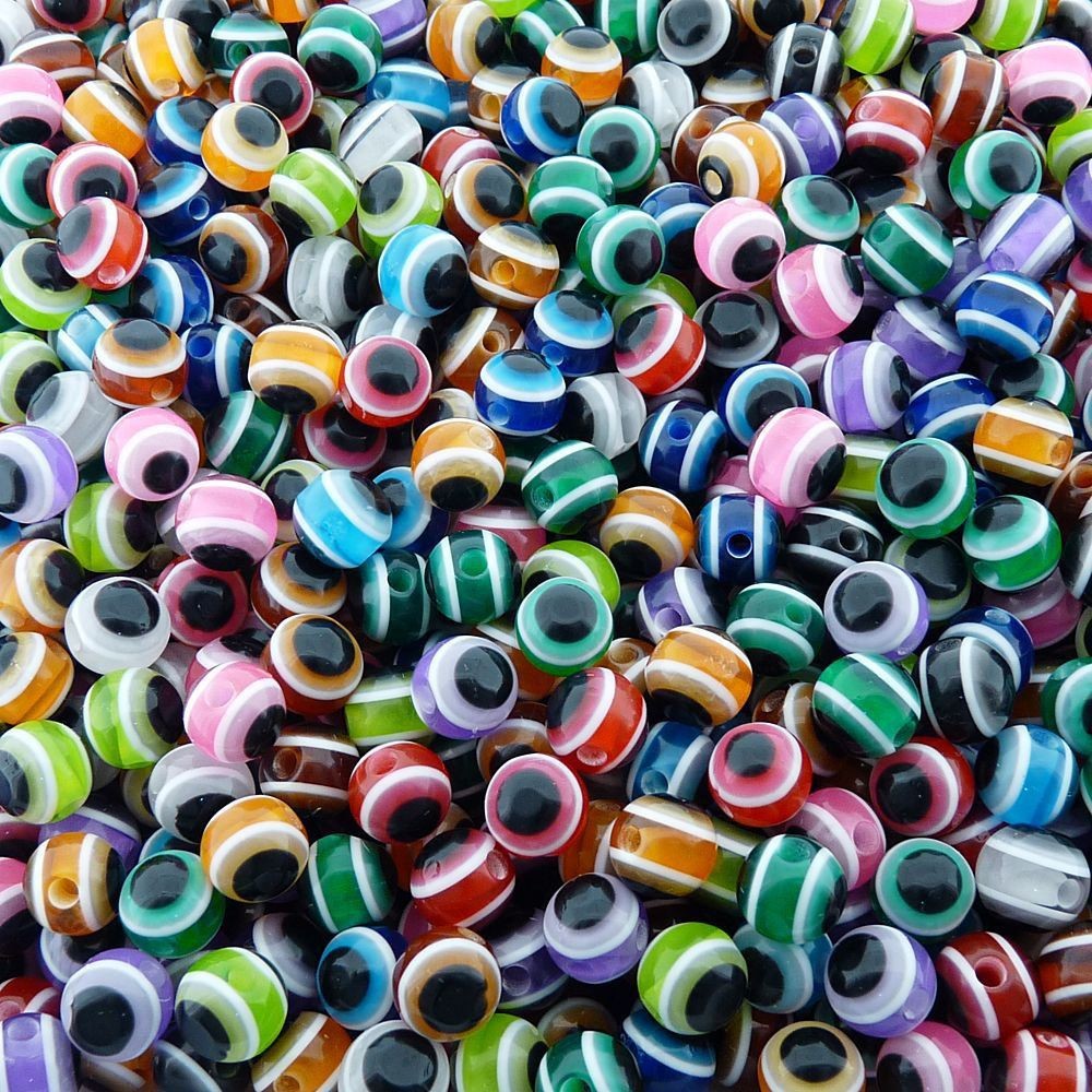 Bolinha Miçanga Olho Grego Sortido 8mm 100 Peças - Bijuterias Pulseiras Colares Chaveiros Amuletos Artesanato