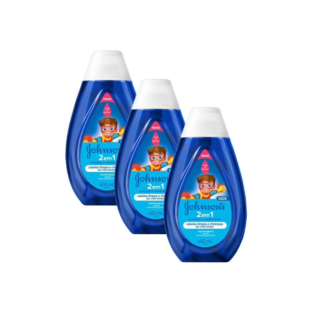 Kit com 3 Shampoo e Condicionador Infantil Johnson's Baby 2 em 1 400ml - Mom & Baby