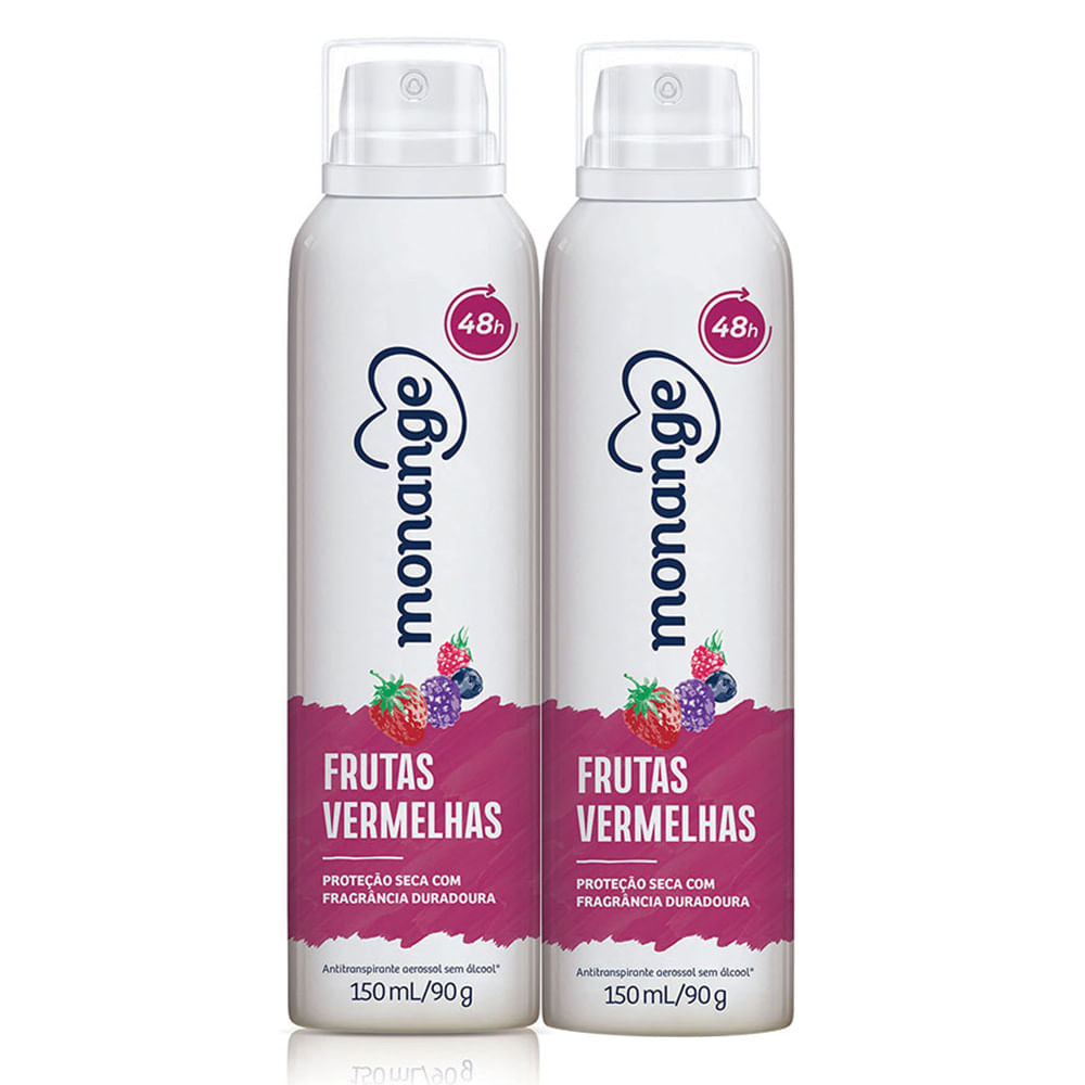 Kit 2 Desodorante Monange Frutas Vermelhas Aerosol Antitranspirante 48h 150ml - Beauty
