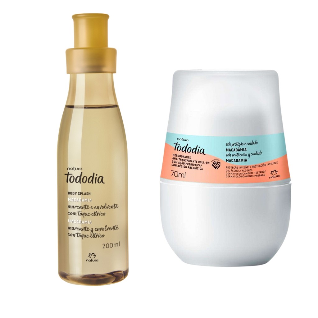 Kit Body Splash Colônia + Roll-on Natura Tododia Macadâmia