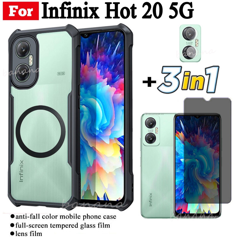 Capa De Telefone À Prova De Choque 3 Em 1 Infinix Hot 20 5G Com Adesivo Magnético De Carregamento Sem Fio Para 20i 20S A