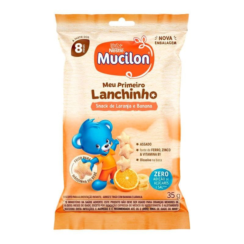 Snack Mucilon Meu Primeiro Lanchinho Sabor Laranja e Banana 35g em Oferta na Shopee