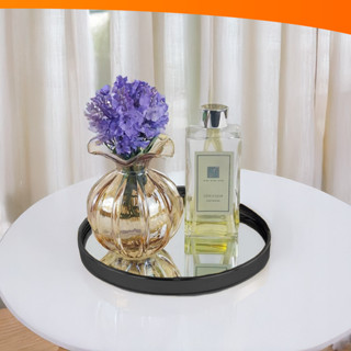 Bandeja Decorativa Espelhada Redonda De Luxo 20CM Preto em Oferta na Shopee