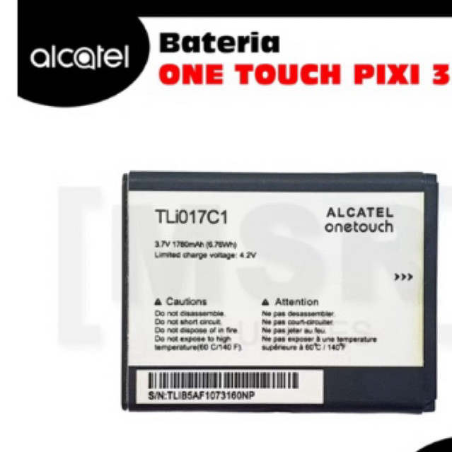 Ba-te-ria celular ALCATEL modelo ONE TOUCH PIXI 3