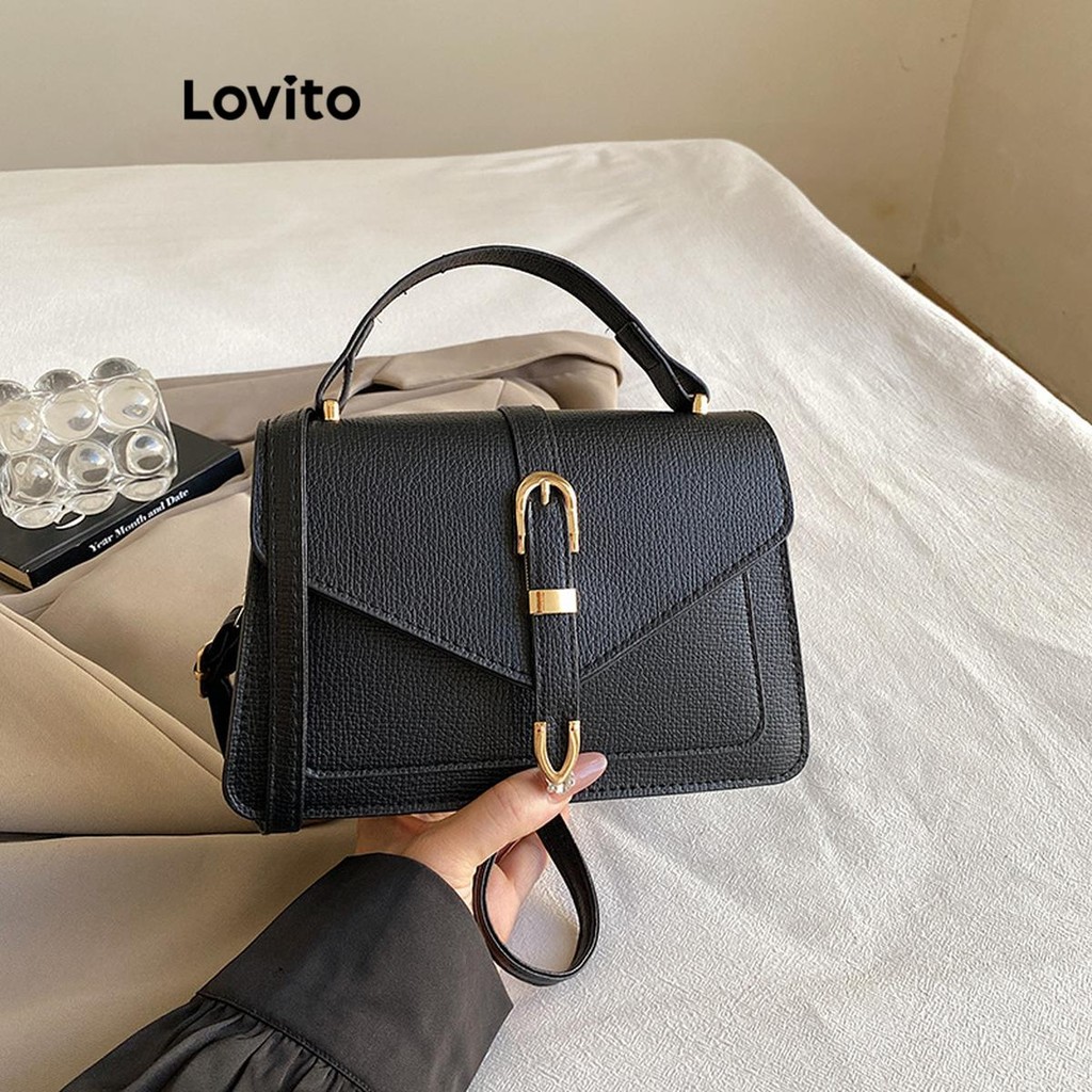 Lovito Casual Simples Retro Elegante E Estilosa Flip Cover Pequena bolsa de ombro para Mulheres LFA64032 - Women Bags