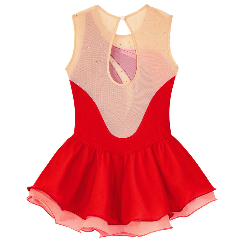 Aislor Crianças Meninas Sem Mangas Gola Redonda Brilhante Strass Decorado Estilo Retalhos Oco Volta Plissado Chiffon Pat — imagem 2 de 2