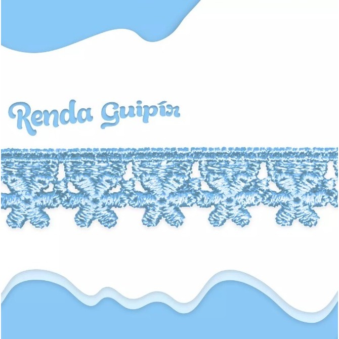 Renda Guipir CHL-652 1.5 Cm -  Rolo C/13.7 Metros Cor:Azul-Hortencia-182