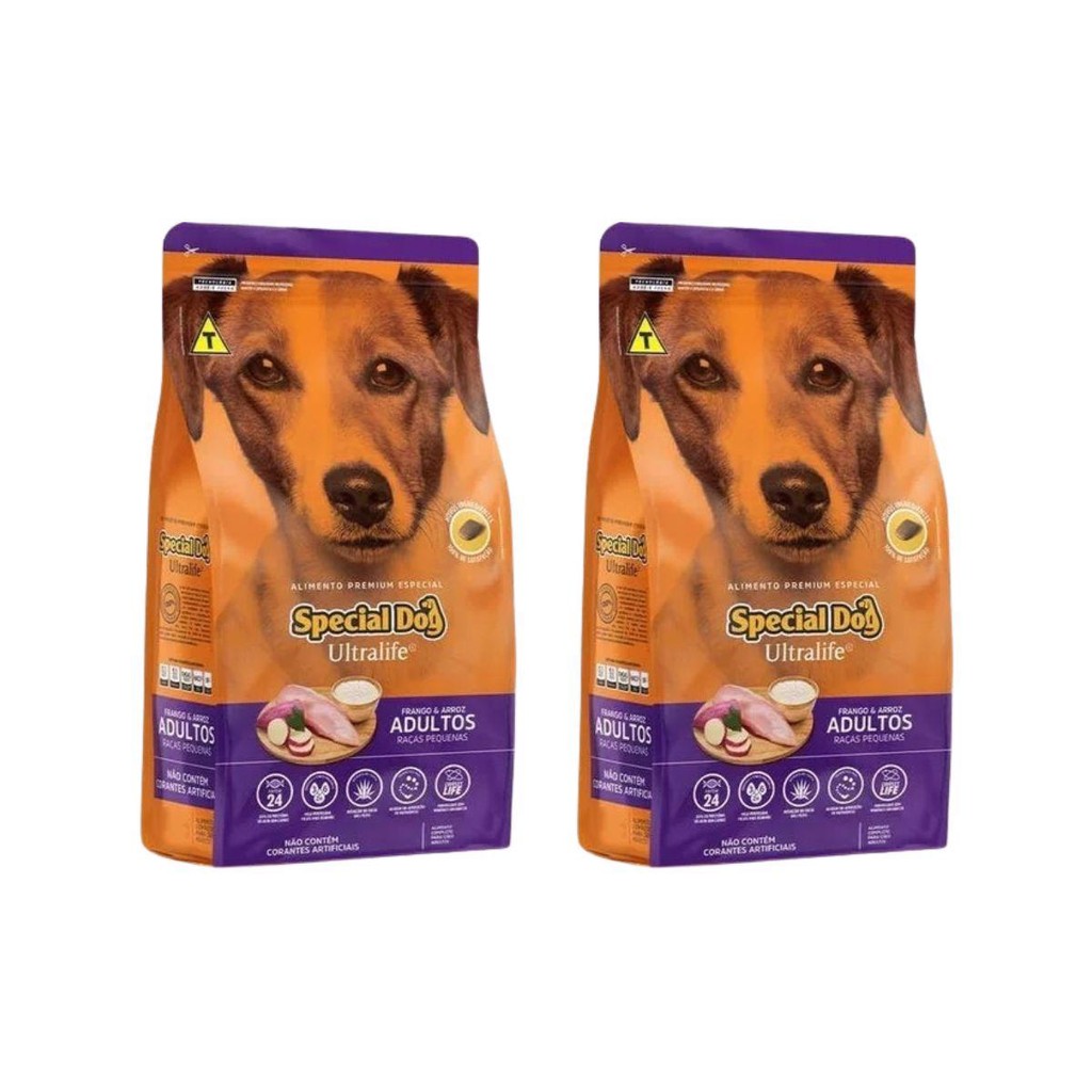 KIT COM 2 SPECIAL DOG ULTRALIFE RAÇÃO CÃO ADULTO RAÇAS PEQUENAS FRANGO 15KG