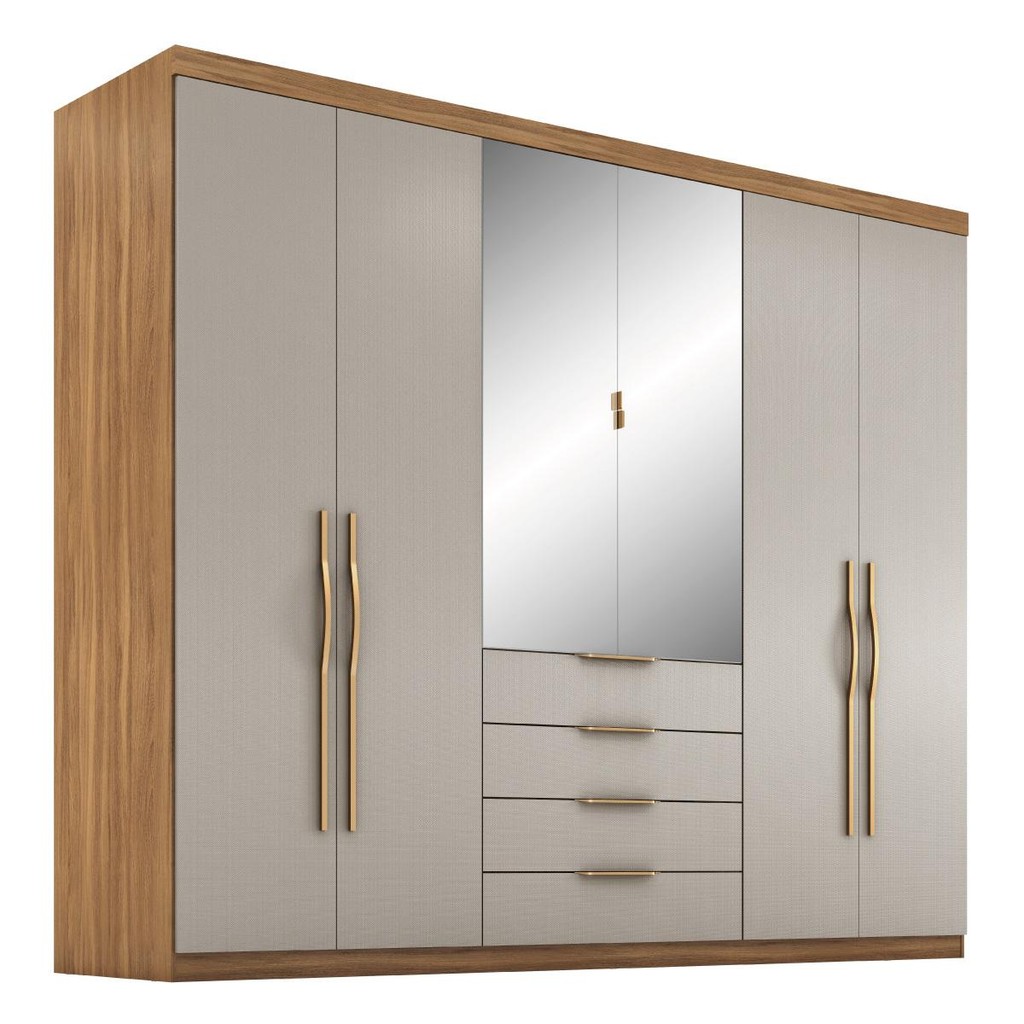 Guarda Roupa Giardino Casal Quarto com 6 Portas e 4 Gavetas em Oferta na Shopee