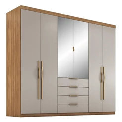 Guarda Roupa Giardino Casal Quarto com 6 Portas e 4 Gavetas