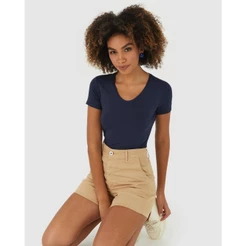 Blusa Básica Feminina Decote V Em Viscose Stretch