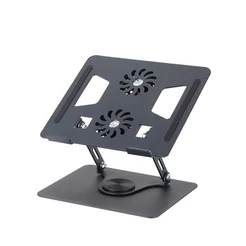 Suporte Com 2 Coolers Alumínio Base 360° Macbook Notebook