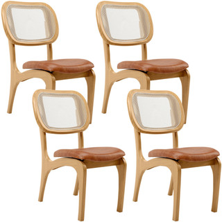Kit 4 Cadeiras Para Sala de Jantar Cozinha Estofada e Tela Mariah L02 Couríssimo Camel - Lyam Decor em Oferta na Shopee