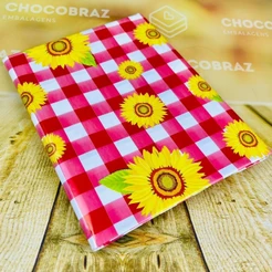 10~50 TOALHAS P/ FESTA JUNINA XADREZ GIRASSOL VERMELHO 78x78 INOVE (CHOCO)