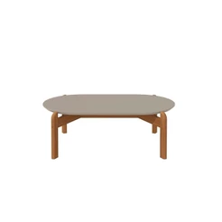 Mesa de Centro Sala Lizz Oblonga com Pés de Madeira Maciça