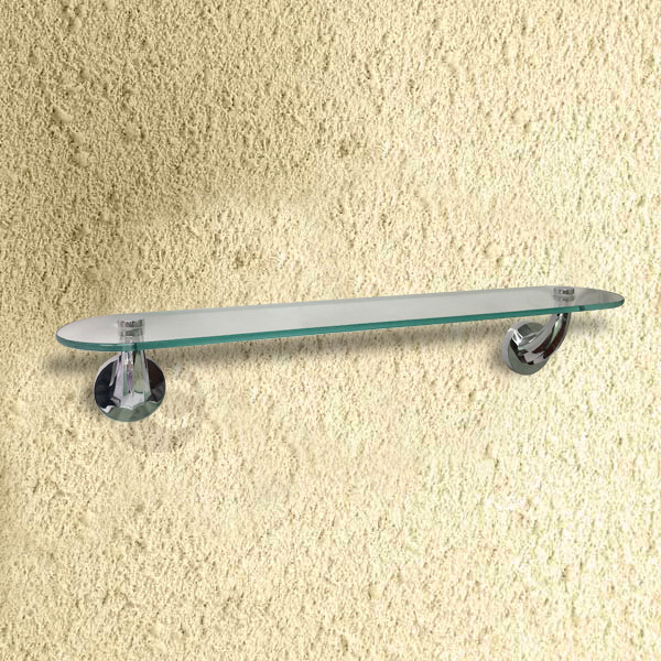 Porta Shampoo em Metal Cromado com Prateleira de Vidro Bordas Arrendondadas