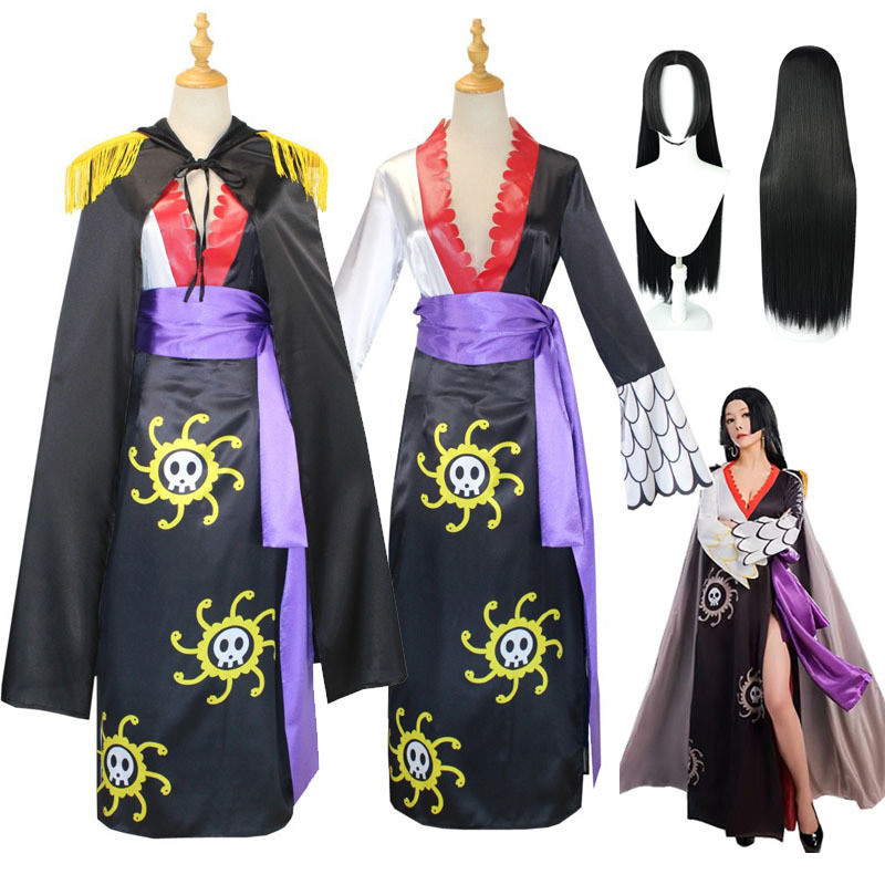 Traje Boa Hancock Cosplay Com Brincos De Manto Peruca Preta De Vestido Cheongsam Nami Carnaval De Halloween em Oferta na Shopee