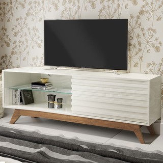 Rack para TV Até 55 Polegadas 100% Mdf 1 Porta R514 Off White/Nobre - Dalla Costa em Oferta na Shopee