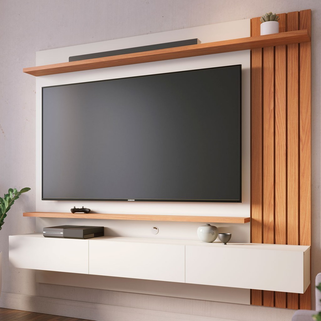 Painel para TV Até 70 Polegadas Juriti 3 Portas 2 Prateleiras - Home & Living