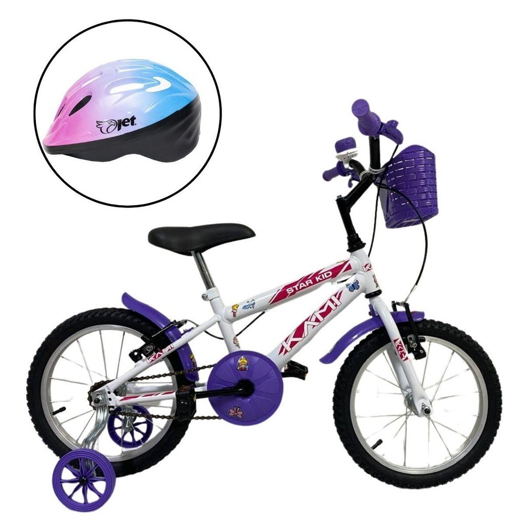 Bicicleta Aro 16 Infantil Kami Menina Princesa + Capacete